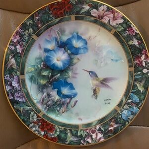 Vintage Lena Liu Crowned Hummingbird Plate